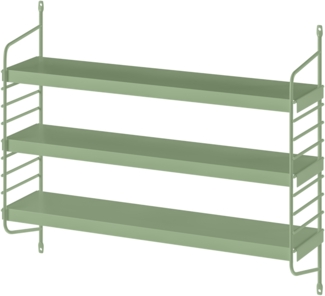skølm 'Mimir' Wandregal, mit 3 höhenverstellbaren Regalböden, Metall, 50 x 60 x 15 cm, mintgrün