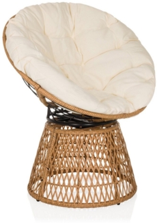 hjh LIVING Gartenstuhl Outdoor Stuhl WEAVORA Stoff, Pe-Rattan, Eisen, Drehbarer Papasansessel mit Kissen, Rattanstuhl Sessel Gartensessel