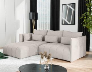 AX LIVING Gaziante beige Eckschlafcouch mit Bettkasten 245 cm