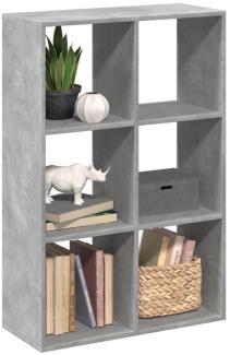 vidaXL Raumteiler-Bücherregal Betongrau 69,5x29x103,5 cm Holzwerkstoff 858015