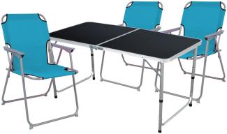 4-teiliges Campingmöbel Set Black Alu 120x60x58/70cm petrol