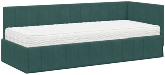 vidaXL Eckbettgestell mit Matratze Dunkelgrün 80 x 200 cm Samt 3393840