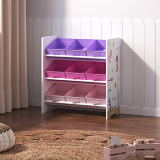 Kinderregal Boiro Ozean-Motiv Weiß/Lila/Rosa [en. casa]