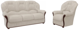 Vente-unique - Ledersofa 3-Sitzer & Ledersessel - Büffelleder - Elfenbeinfarben - DAPHNE