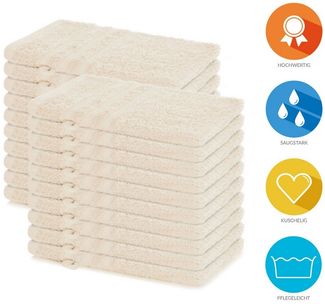 Lavea Waschhandschuh 20er Set Waschhandschuhe, 15x21 cm, Elena-Frottierserie, Waschlappen, (20-St), 500 g/m² Frottier, weich & saugstark, pflegeleicht