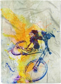 Sinus Art Handtücher SplashArt Sport Handtuch Strandhandtuch Saunatuch Kuscheldecke Kunstvoll MTB Downhill Spo, Baumwolle-Polyester-Mix (1-St), Handtuch