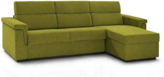 Dmora Schlafsofa mit Halbinsel Esca, Verwandelbares Ecksofa für das Wohnzimmer, gepolstert, abnehmbar, 100 % Made in Italy, 285x160 h100 cm, Grün