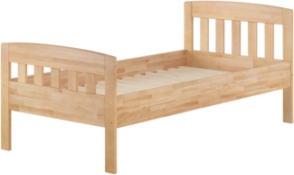 Stabiles Buchen-Einzelbett Seniorenbett in zeitlosem Stil 100x200 mit wählbarem Zubehör V-60.76-10Rollrost inkl.