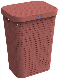 Rotho Wäschesammler Country, 55 L iron rot Wäschetonne Wäschebox