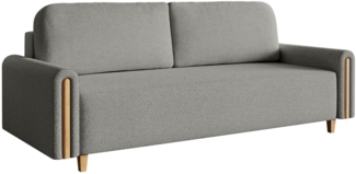 Selsey 'Majla' 3-Sitzer Schlafsofa, mit Bouclé-Stoff und Bettkasten, Hellgrau