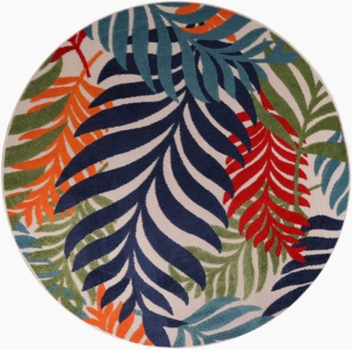 Sanat Teppich Floral Outdoor, rund, Höhe: 6 mm, In- und Outdoor geeignet, florales Design, Balkon, Terasse