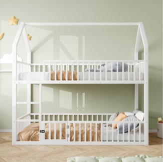 XDeer Etagenbett Kinder-Etagenbett, Metall-Doppelbett, Kinder-Familienbett, mit Treppe, Loft-Design, Unteres Bett mit kleiner Tür 90*200
