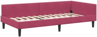 vidaXL Eckbettgestell mit Kopfteil Weinrot 90 cm x 200 cm Stoff 42016158