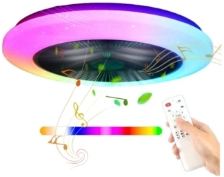 LETGOSPT Deckenleuchte 50W Deckenlampe RGB Farbwechsel Leise Deckenventilator Dimmbar, LED fest integriert, Leise Deckenventilator 6 Geschwindigkeiten für Wohnzimmer Schlafzimmer