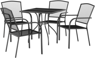 vidaXL Garten Essgruppe 5-TLG. Tisch 4 Stühle Anthrazit Stahl