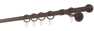 ondeco Gardinenstange Rundrohr Wandabstand 14cm Ball, Ø 20 mm, 1-läufig-läufig, Wunschmaßlänge, Bohren, verschraubt