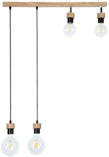 Hängeleuchte, 4-Flammig, Eichenholz, Spots beweglich, L 75 cm