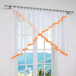 Joyswahl Scheibengardine (2 St), Kräuselband, Store, Küche Bistrogardinen, Mit Satinband Voile