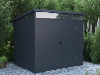 Vente-unique - Gartenhaus aus Kunstharz - Anthrazitgrau - 4 m² - mit Boden - MINARO