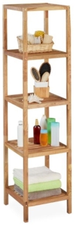 Relaxdays Badregal mit 5 Ablagen, Walnussholz natur, 145 x 36 x 36 cm
