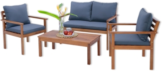 DELUKE® Holz Gartenmöbel Set 4-teilig FYIL - Wetterfest | Gartenbank Gartentisch Gartenstühle Balkonmöbel Set 4 Personen Balkontisch Outdoor Sitzgarnitur 4er Sitzer, Braun