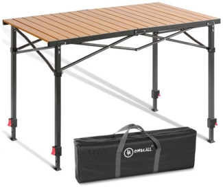 HOMECALL Klapptisch Campingtisch Höhenverstellbar Klappbar Balkontisch Gartentisch Tragbar (Höhenverstellbares Bein(76/84,5/92,5 cm),Aluminum Roll Up Tabletop bis 100kg), für 4-6 Personen,für Camping, Outdoor, Garten