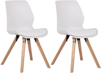 CLP 2er Set Stuhl Luna Kunststoff Stoff Samt Kunstleder,weiß Kunststoff