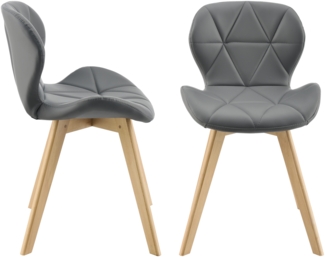 Esszimmerstuhl Älmhult 2-er Set 78x47x52 cm Kunstleder Grau [en. casa]