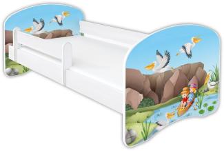 Clamaro 'Schlummerland 2021' Kinderbett 80x180 cm, Kinderboot, inkl. Lattenrost, Matratze und Rausfallschutz (ohne Schublade)