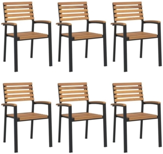 vidaXL Stapelbare Gartenstühle 6 Stk. Massivholz Akazie und Metall 3155426