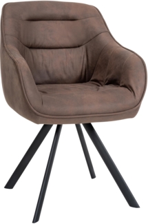 CLP Esszimmerstuhl drehbar mit Armlehne Russel, Küchenstuhl in Samt oder Stoff,braun Vintage Stoff