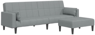 vidaXL Schlafsofa 2-Sitzer mit Fußhocker Hellgrau Stoff 3258123