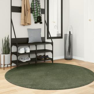 vidaXL Teppich HUARTE Kurzflor Weich und Waschbar Waldgrün Ø 160 cm 375106