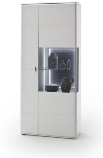 expendio Vitrine Alexia 4 weiß matt Nb. 90x208x38 cm vormontiert mit Rückwand in 3D-Optik