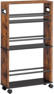 HOOBRO Schmaler Servierwagen 45x15x80 cm 4 Ebenen Küchenwagen Drehbare Räder