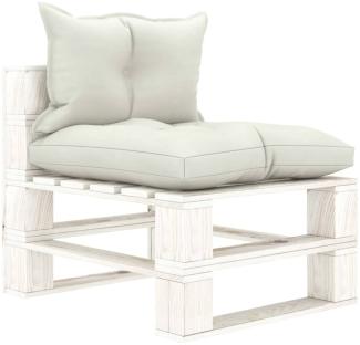 Garten-Paletten-Mittelsofa mit Beigen Kissen Holz