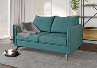 S-Style Möbel 2-Sitzer Sofa Azalea mit Schwarz Metall Füßen aus Luxusmicrofaser, mit Wellenfederung