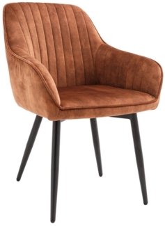 riess-ambiente Polsterstuhl TURIN rost braun / schwarz - Samt, Metall, Ziersteppung, Armlehne (Einzelartikel, 1 St), Esszimmer · gepolstert · Esszimmerstuhl · Retro Design · Metallbeine