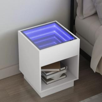 vidaXL Nachttisch mit Infinity-LED Weiß 40x40x50 cm 3284077