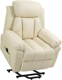 Sessel, mit Aufstehhilfe Elektrischer Relaxsessel Neigebarer TV-Sessel mit Fernbedienung, Kunstleder, Creme, 93 x 96 x 105 cm