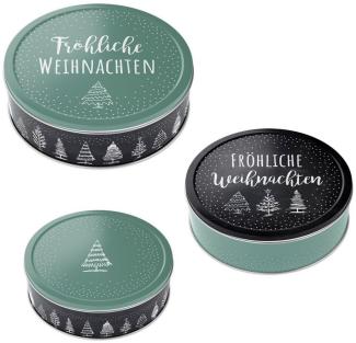 Meinposten Keksdose Gebäckdose Metall rund 3er Set Winter Vorrat Fröhliche Weihnachten, metall, (3-tlg, 3er Set)