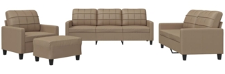 vidaXL 4-tlg. Sofagarnitur mit Kissen Cappuccino-Braun Kunstleder 3201347
