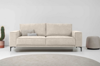 Places of Style 3-Sitzer 3er Sofa Oland, Struktur, Flachgewebe, Luxus-Microfaser, Boucle, 224 cm, Wellenunterfederung, Skandi-Design, Metallfüße