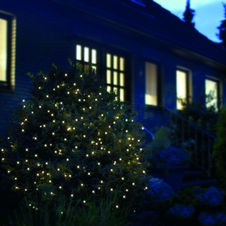 LED Lichternetz warmweiß 360 LEDs 4x4 m IP44 | Außenlichter Netzlichterkette mit Timer 6/18 Stunden | Weihnachtsbeleuchtung für Garten Balkon Hauswand