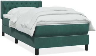 vidaXL Boxspringbett mit Matratze Dunkelgrün 100x210 cm Samt 3318360