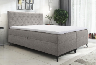 AX LIVING Boxspringbett 160x200 mit Bettkasten Palmeria in Graubeige
