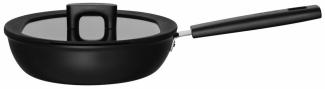 Fiskars Hard Face Sautierpfanne, mit Deckel, Bratpfanne, Brat Pfanne, Aluminium, Schwarz, 2. 2 L, Ø 24 cm, 1052230