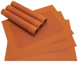 matches21 HOME & HOBBY Platzset Tischset BORDA 6er orange Tischunterlage als Tischdeko, (6-St), modernes Esstisch Platzdeckchen als abwaschbarer Tischuntersetzer