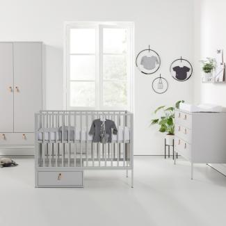 Kidsmill Amy Babyzimmer Grau | Breite Kommode + Sc