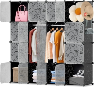 Clanmacy Kleiderschrank Kleiderschrank DIY Kombischrank, 16 Würfel Garderobe